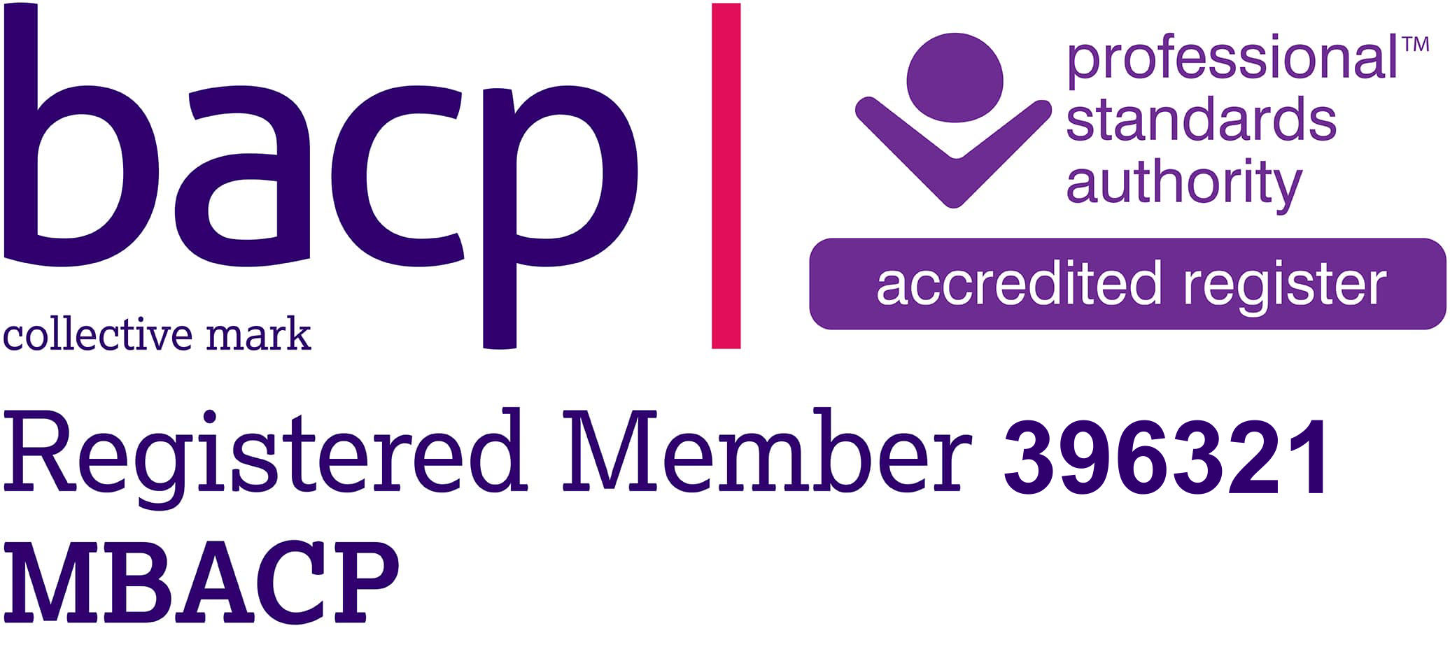 BACP Registered Member MBACP badge for June Reid Counselling, accredited by the Professional Standards Authority.