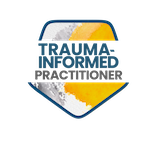 Trauma Informed Practitioner certification badge showing professional qualification held by June Reid Counselling.
